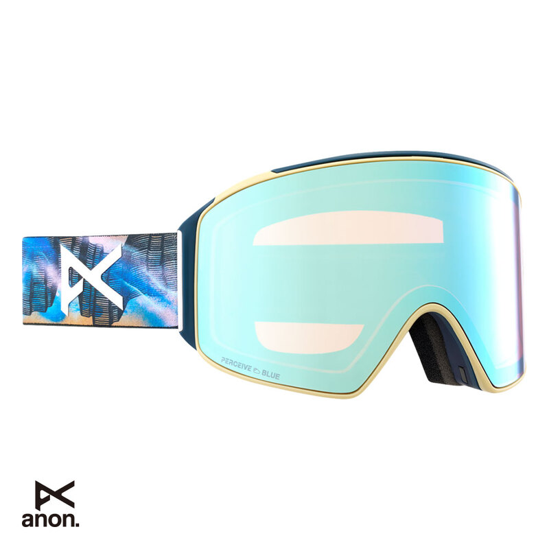 W24 아논 스노우 보드 고글 아시안 핏 ANON M4 Cylindrical Goggles Low Bridge Fit Chet Malinow - Perceive Variable Blue